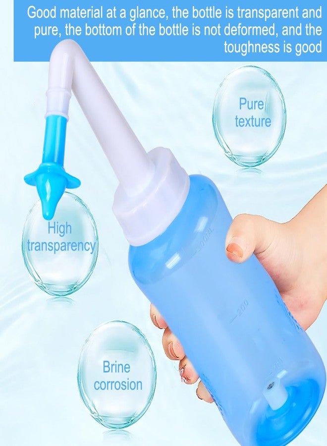 YSYONM Neti Pot Sinus Rinse Bottle Pressure Nasal Irrigation Wash Sinus Rinsing Kit Bottle Nose Cleaner for Adult & Kids BPA Free (300ML, Blue) - Image 3